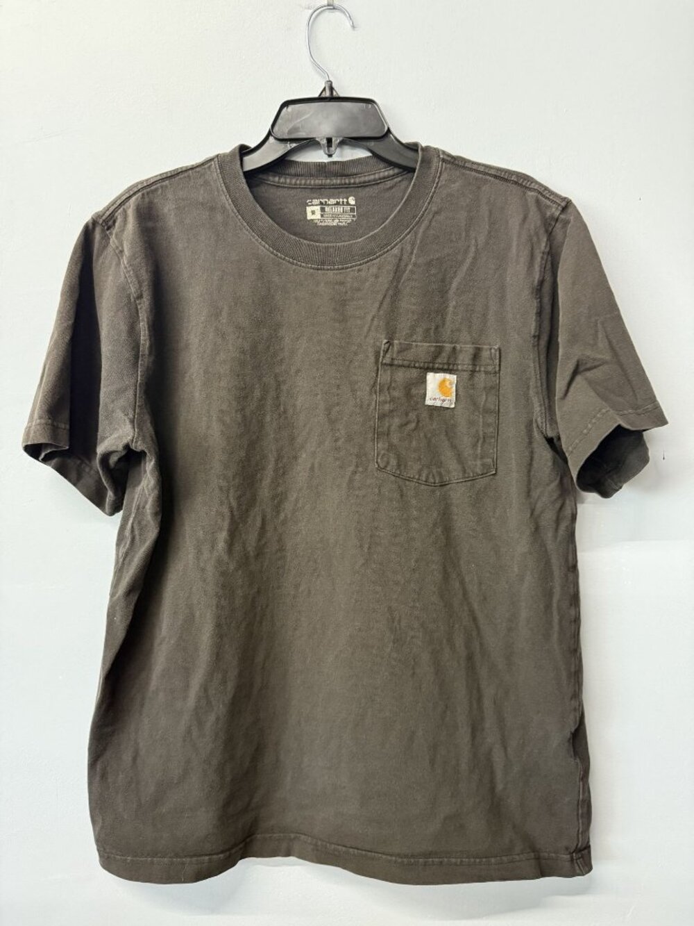 Carhartt Mens Relaxed Fit Brown Pocket T-Shirt Size M Made In Guatemala
